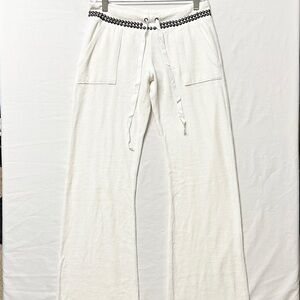 RARE HTF Vintage Ankh Royalty White Lowrise Flare Studded Velour Pants NWOT - M
